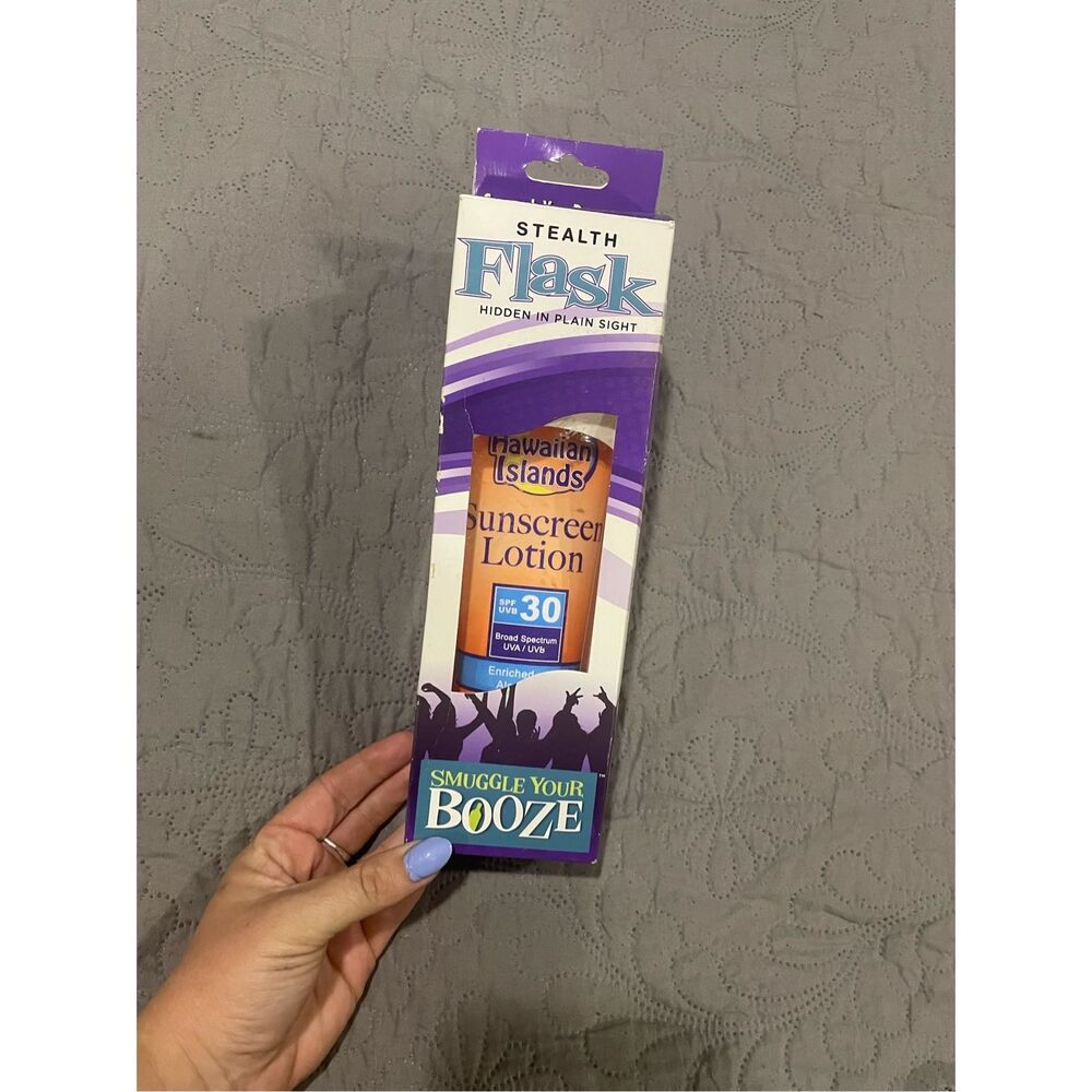 BYOB Sunscreen Flask Hidden Smuggle Booze New